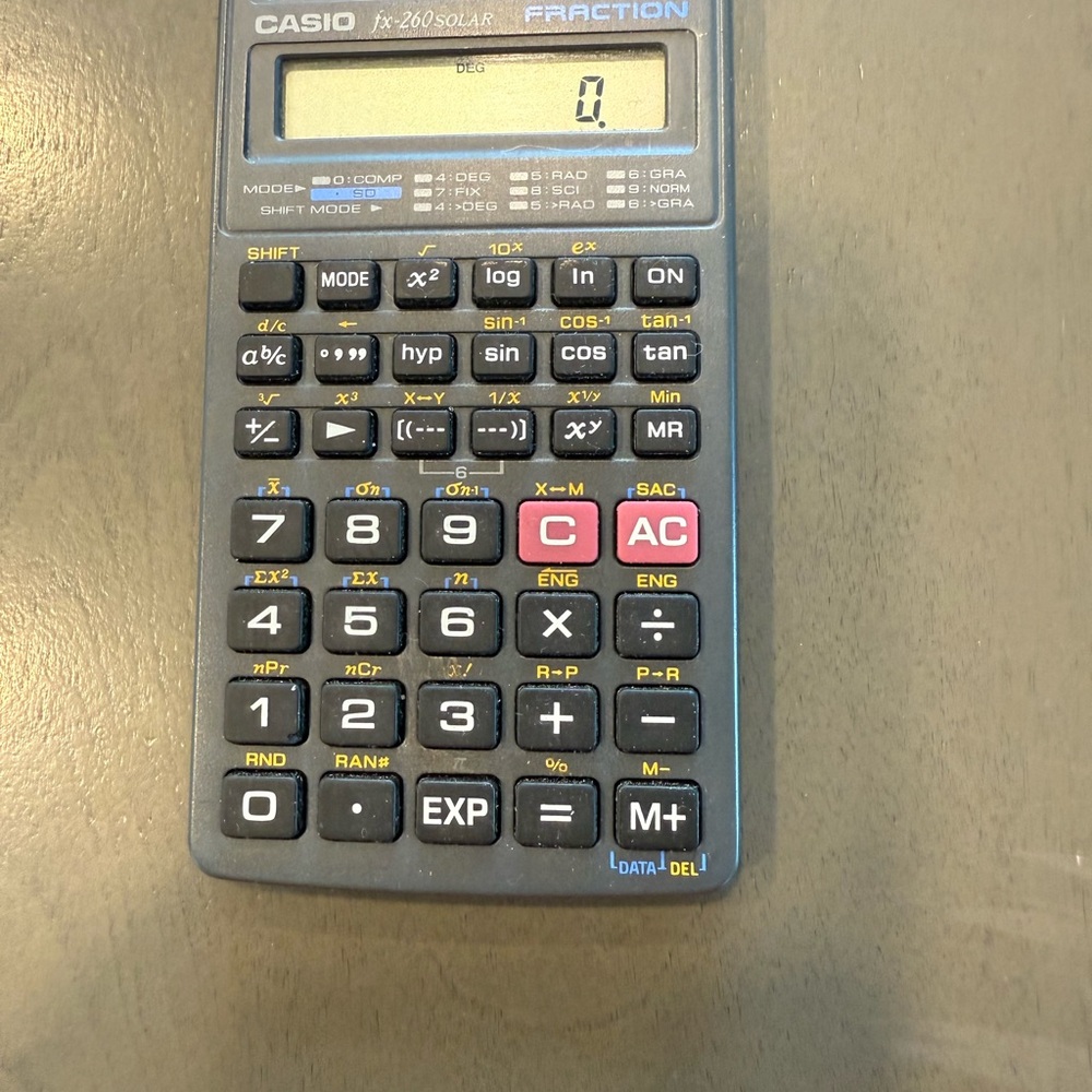 Casio FX-260 Solar Calculator - Black and Pink